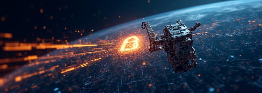 Abstract digital representation of data security and space law precision